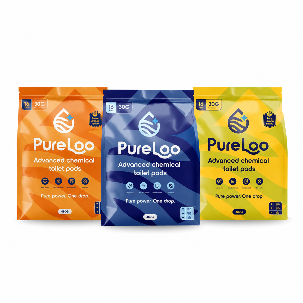 PureLoo Pod voor het chemisch toilet - 3-pack - Orange, Heritage, Lemon